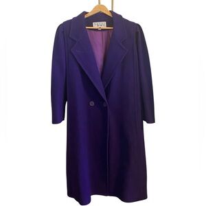 Vintage Capri Purple Wool Coat Satin Lined Double breasted Made USA